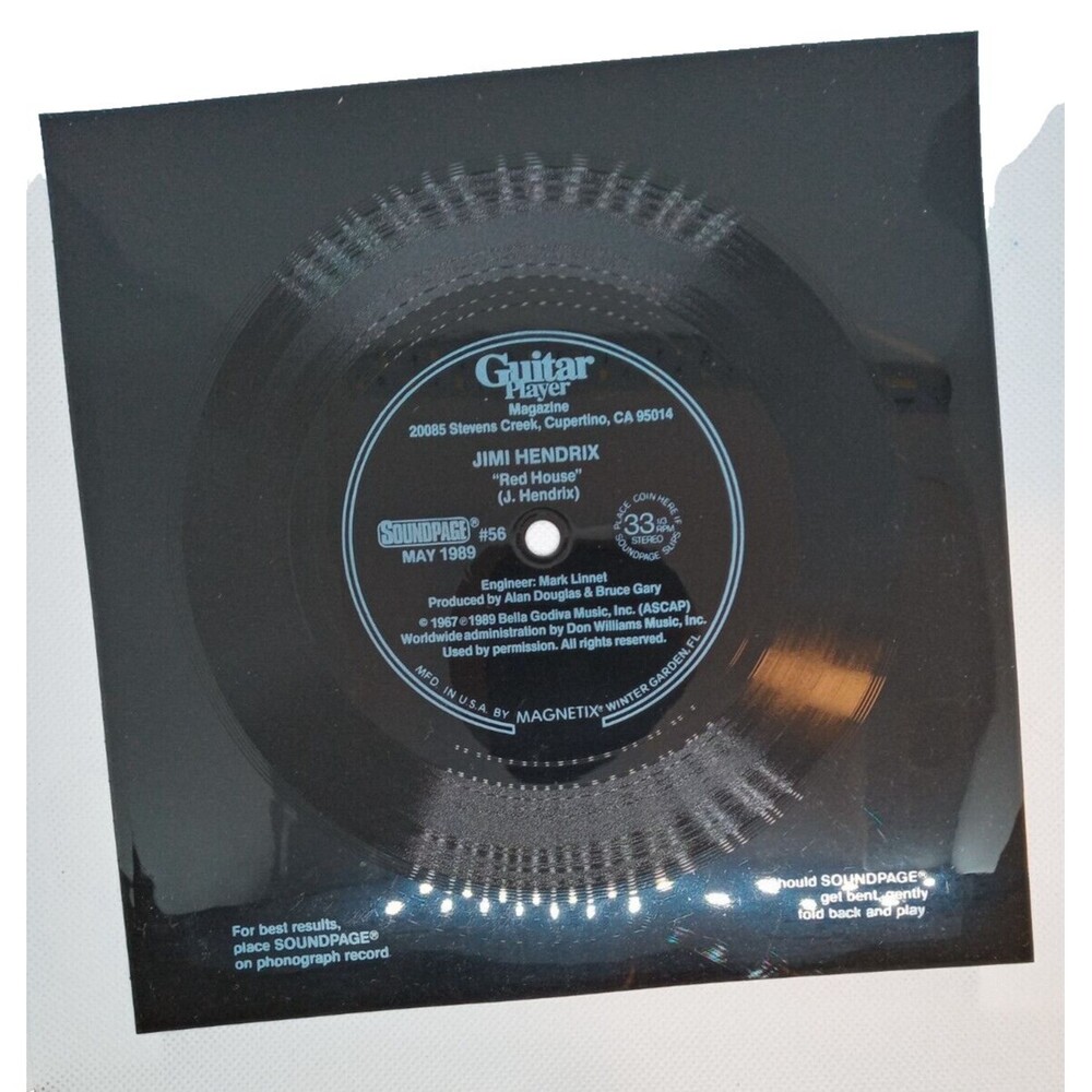 Jimi Hendrix Red House Guitar Player 5/89 SOUNDPAGE #56 Flexi Disc Excellent
